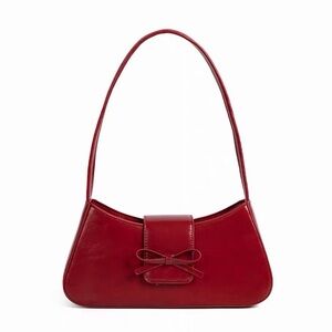 Cider Red Bow Detail Shoulder Bag